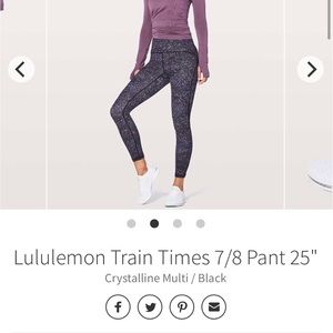 EUC- Lululemon Train Times 7/8 25”size 8